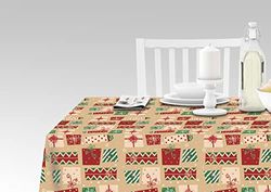 Doge Milano Nappe avec impression numérique, 100% Made in Italy Nappe antidérapante pour salle à manger, lavable et antitache, Modèle Natale - Recale, cm 180x140