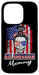 All American Mommy Patriotic Messy Bun Skull USA 4th Of July Custodia per iPhone 14 Pro