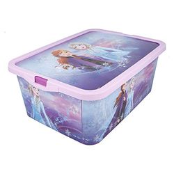 KP Pharma Disney Frozen Kids Storage Boxes 13L – BPA-Free Plastic, Lightweight & Stackable with Click Lock Lid – Toy Storage Box for Girls, Boys – Keeps Kids Rooms Tidy, 39 x 29 x 15 cm (Medium)