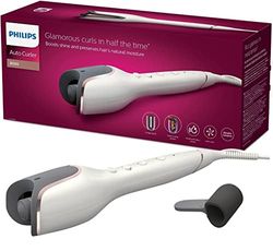 Philips Automatische Krultang StyleCare Prestige - Groter kruloppervlak voor 2x meer haar krullen in één keer - 3 warmte-en timerinstellingen - 3 Instelbare krulrichtingen - Wit - BHB878/00