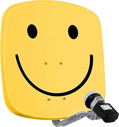 TechniSat DIGIDISH 45 – Antenne Satellite pour 1 utilisateur (Petite Installation Satellite de 45 cm - kit Complet avec Support Mural et Satfinder V/H-LNB) Smiley, Jaune