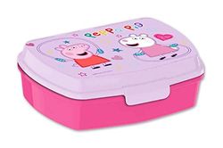 HOVUK Peppa-Pig Lonchera de 20 cm, contenedor de plástico apto para alimentos, caja de sándwich apta para microondas, regalo escolar para niños de más de 3 años