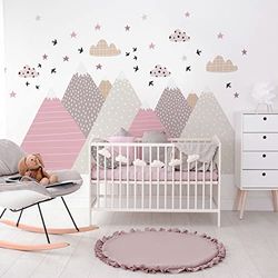 Stickers muraux Enfants - Décoration Chambre bébé - Autocollant Sticker Mural géant Enfant Montagnes scandinaves JENIKA - 50x75cm