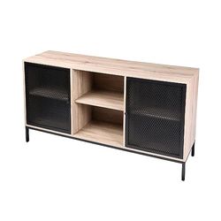 Urban Living "Soho Buffet en Bois avec Grillage en Metal Noir 140X40XH75CM
