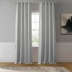 HPD Half Price Drapes Grommet Linen Curtains 84 Inches Long Room Darkening Curtains for Bedroom & Living Room (1 Panel), 50W x 84L, Oyster