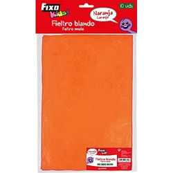 Fixo Kids Bolsa de 10 Unidades de Fieltro, Rubber, Naranja, 20 x 30 cm