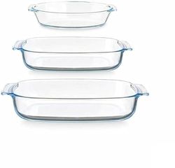 Juego de Bandejas Transparente Vidrio de Borosilicato 700 ml 2 L 3,8 L (4 Unidades)