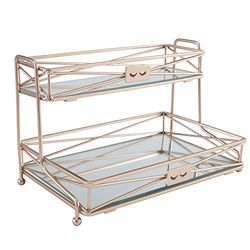 Home Details Vanity Tower a Specchio a 2 Ripiani, Perfetta per profumi, Gioielli, Trucchi, Organizer per Cosmetici, Decorazione Elegante in Oro Rosa