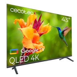 Cecotec Smart TV - QLED TV 43 inch 4K UHD resolutie - V4 serie VQU40043 Google TV, Dolby Vision&Atmos, VRR, HDMI 2.1, USB 3.0, HDR10, 16GB ROM, Google Voice Assitant, Chromecast