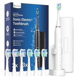 Spazzolino elettrico per adulti - Spazzolino da denti sonico con 6 testine, una carica per 60 giorni, 5 modalità con timer di 2 minuti, spazzolino elettrico Sonic