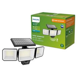 Philips Fyce, Applique murale solaire d'extérieur, 1,5 W, 2700 K, noire, IP44 résistante aux intempéries