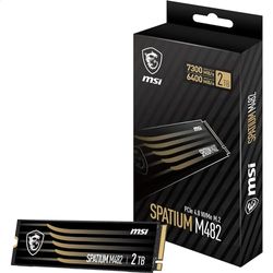 MSI SPATIUM M482 SSD 2TB - PCIe 4.0 NVMe M.2 Internal Solid State Drive, 7300MB/s Read & 6400MB/s Write, 3D NAND, Built-In Data Security, Center - 5 Year Warranty (1200 TBW)