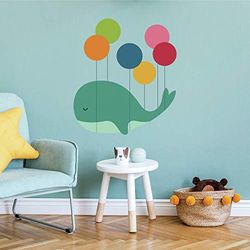 RoomMates RMK4120GM Whale Dream Walker Peel and Stick Muurstickers, rood, Oranje, Geel, Blauw, Groen