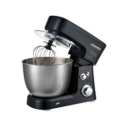 MESKO MS 4217 - Robot da cucina con ciotola da 3,5 l, in acciaio INOX, 6 velocità, gancio impasto, frusta, frusta, 1200 W, paraspruzzi, impastatrice
