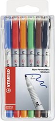 Overheadstift - STABILO OHPen universal - wateroplosbaar medium - 6 stuks - met 6 verschillende kleuren