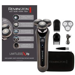 Remington XR1795 Afeitadora Rotativa y Láminas 2 en 1 X9 Limitless X, sistema de corte híbrido SynX, inalámbrica, recargable, uso en seco/mojado, Pivotball de 360°, memorización del afeitado