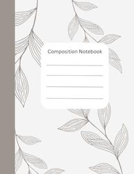 Composition Notebook, Paperback, (100 Pages), Leaf Pattern Design, Wide Ruled