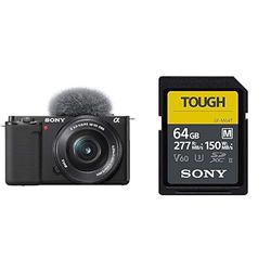 Sony Alpha ZV-E10 - Kit Vlog Camera ad Ottiche Intercambiabili + Obiettivo 16-50mm, APS-C + Scheda SD 64GB SFM64T