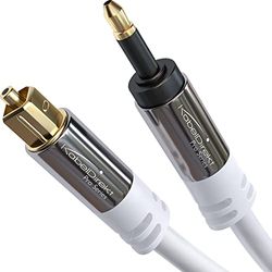 Mini-TOSLINK optisk ljudkabel med signalskydd – 0,5 m – Vit (Mini-TOSLINK till TOSLINK, digital S / PDIF-kabel / fiberoptisk kabel för soundbars, stereosystem / förstärkare, Hi-Fi) av CableDirect