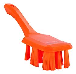 Vikan 41797 UST Short Handle Scrubbing Brush, Stiff, Orange