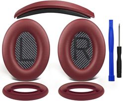 SOULWIT oorkussen + hoofdband + siliconen beschermhoes, vervangingsset voor Bose QuietComfort 35 QC35, QC35 ii over-ear hoofdtelefoon