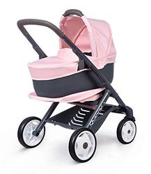 Smoby - Carrito Combi Multifunción 3 en 1 Rosa, para Muñecos de hasta 42 cm, Cochecito Convertible en Silla y Capazo, A Partir de 3 Años (7600253117)