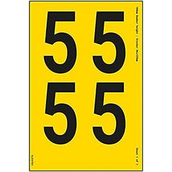 V Safety One Number Sheet - 5-54 mm Number Height - 300 x 200 mm - Yellow Adhesive Vinyl