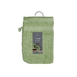 Douceur d'Intérieur, 2 x Fougere Plain Terry Cloth Wash Mitts (15 x 21 cm)