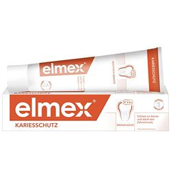 elmex Dentifricio protezione carie 75 ml – pulizia medica dei denti per una protezione efficace della carie – offre uno scudo di calcio doppio attivo e fluoruro per denti resistenti