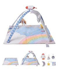 VEVOR Speelmat 89 x 89 x 48 cm, belevenisdeken met 6 sensorisch speelgoed, lichtgevende muziekrakettenspeelgoed, voor kinderen van 0-18 maanden, voor de ontwikkeling van sensorische en motorische