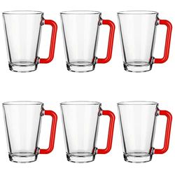 Glasmark Set 6 tazze Laura 250 ml orecchio rosso