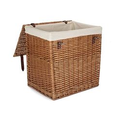 Red Hamper H190W/2 Wicker Large Boutique Double Steamed Wash Storage Laundry Basket With Lining