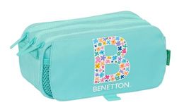 Safta Benetton Letter M710 Pennenetui voor kinderen, ideaal voor schoolleeftijd, comfortabel en veelzijdig, kwaliteit en duurzaamheid, 21,5 x 8 x 10 cm, mintgroen, pastelgroen, uniseks, kinderen,