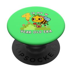 Linda abeja 4º cumpleaños en mi 4 años Era Fun Honeybee PopSockets PopGrip Adhesivo
