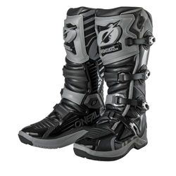 O'NEAL | Motocross stövlar | Enduro-motorcykel | Halkfri yttersula för maximalt grepp, ergonomiskt hälområde, perforerat innerfoder | Stövlar RMX | Vuxna | Svartgrå | Storlek 46