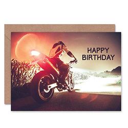 Wee Blue Coo CARD GREETING HAPPY BIRTHDAY MOTORCYCLE LIGHT