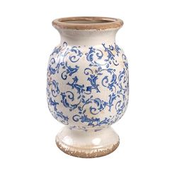 Romimex Vase Bleu Blanc Porcelaine 18 x 27 x 18 cm