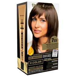 Thader TH Pharma Kit coloration sans ammoniaque pour une odeur agréable avec Liquid Gold, 7.23 Blond moyen Perle Doré