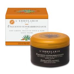 L'Erbolario Unguento Super Abbronzante - Olio di Carota Noce e Aloe Vera - Senza Filtri -Abbronzatura Intensa e Idratazione per Tutti i Tipi di Pelle - Protezione Contro la Disidratazione - 200 ml