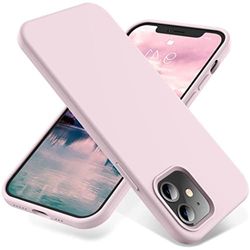 Blyge Telefoonhoes van vloeibare siliconen voor iPhone 12 Pro, slanke beschermhoes van vloeibare siliconen, compatibel met iPhone 12 Pro 6,1 inch, krasbestendige behuizing, roze vlees