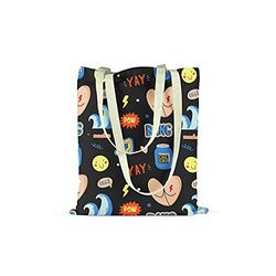 Bonamaison Bolso De Mano Impreso, 100% Algodón, Bolso de la Compra Reutilizable, Bolso De Compras, Ecológico, Plegable, Bolso de Tela de Lona con Asas, 34X40 Cm - Diseñado y Fabricado en Turquía