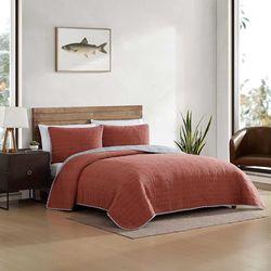 Eddie Bauer - Parure de lit réversible Douce avec taies d'oreiller Assorties, décoration d'intérieur inspirée de la pêche (Orange routdale, Grand lit)