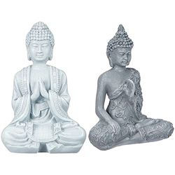 Zen Buda estatuilla Meditación Luz SBM2 2 Piedra Gris 10 x 5 x 12,5 cm & Zen Buda estatuilla Meditación Luz SBM1 1 Piedra Gris 10 x 5 x 12 cm