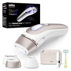 Braun Luz Pulsada Skin i·expert Smart IPL, Eliminación Del Vello En Casa, App Gratuita, Funda, Maquinilla Venus, 3 Cabezales, PL7249