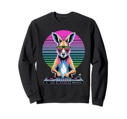Synthwave Kangaroo DJ Sunglasses Kangaroos Sweatshirt