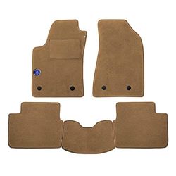 Set Tappetini realizzato per MAZDA 3 anno dal 2003 al 2009 in Moquette tessuto di velluto lavabile Colore BEIGE con Logo casa