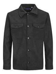 JACK & JONES Heren Jorollie Overshirt Ls Noos overhemd, Zwart/Detail:/Mélange, M