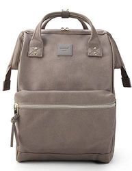 Kah&Kee Leather Laptop Rucksack Backpack for Women, 15-inch Laptop Bag, Versatile Nappy Bag for Teachers, Working Parents, School, College, and Travel(Gray,Medium)
