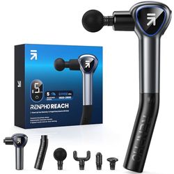 RENPHO Reach Gun Massagepistool met verlengingsgreep, met aanraakbaar led-scherm voor hometraining, volledige spiermassage en ontspanning, zwart