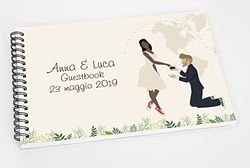Guestbook matrimonio - libro dediche e auguri invitati personalizzato sposini cartone animato amore love